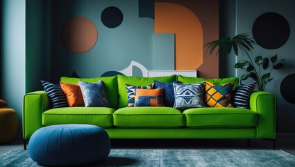 Stylish sofa highlighted in home interior details