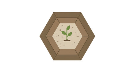 Hexagonal Frame Enclosing a Growing Plant:  A Symbol of Growth and Sustainability