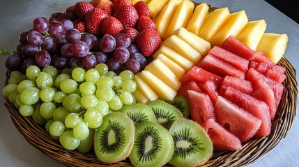 Assorted Fresh Fruit Salad Platter in Round Shape
