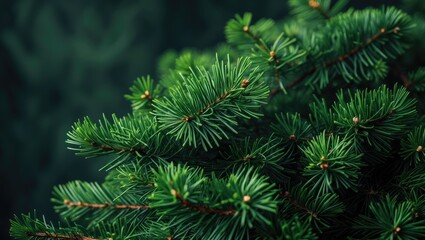 Obraz premium Christmas Fir Tree Brunch Background Featuring Textured Pine and Green Spruce Close-Up