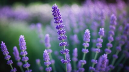 Fototapeta premium Lavender set in a bokeh background.