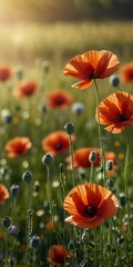 Obraz premium poppy flowers in the field
