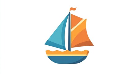 Obraz premium Colorful cartoon sailboat illustration