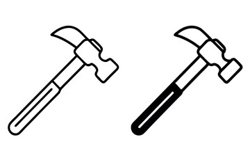 Set of hammer illustrations with different handles and designs, ideal for handyman, DIY, and construction work related themes labour day or labor day line art icon set