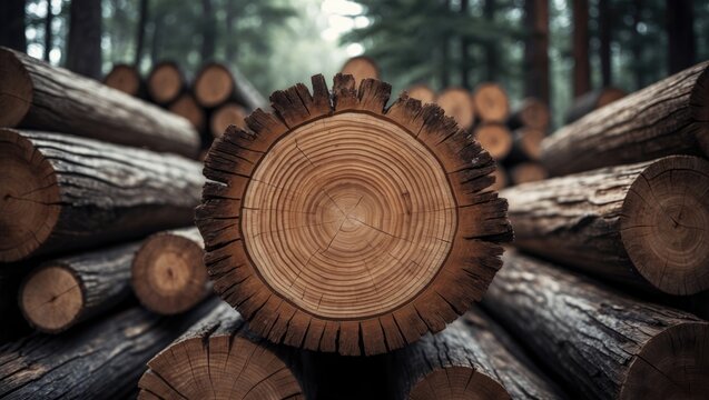 Cut face of a fallen tree trunk