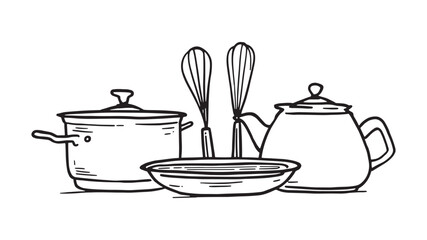 Cookware Line Art minimalist line art drawing for kitchen essentials
