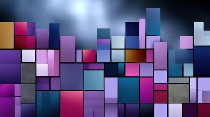 Abstract Colorful Geometric Blocks with Light and Shadow Effects in Modern Digital Art Style