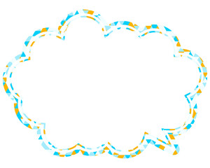 ステンドグラス風吹き出し　三角形模様　丸みのある雲形