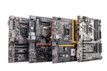 Multiple Computer Circuit Boards On Transparent Background