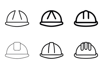 Fototapeta premium outlined hard hat illustrations, perfect for construction, industrial, and occupational safety concepts labour day or labor day line art icon set