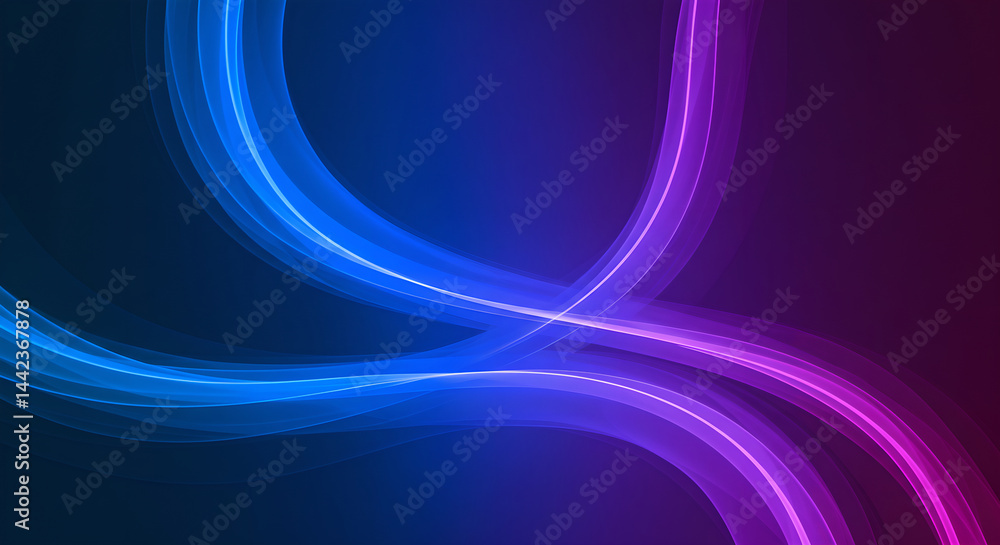 Poster glowing blue and pink abstract light waves intersect. creative background with fluid lines. modern g