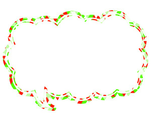 ステンドグラス風吹き出し　三角形模様　細長い雲形