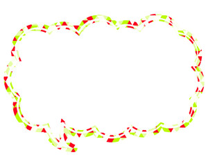 ステンドグラス風吹き出し　三角形模様　細長い雲形