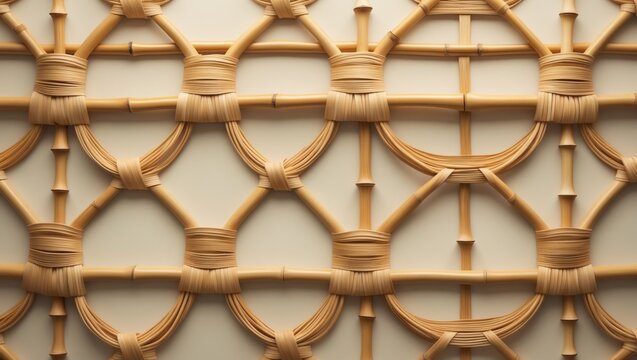 Close Perspective of Bamboo Texture with Geometric Lattice Arrangement