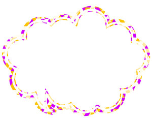 ステンドグラス風吹き出し　三角形模様　丸みのある雲形