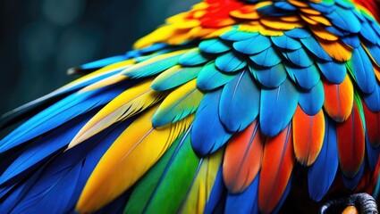 Obraz premium Magnified look at the feathers of a macaw bird