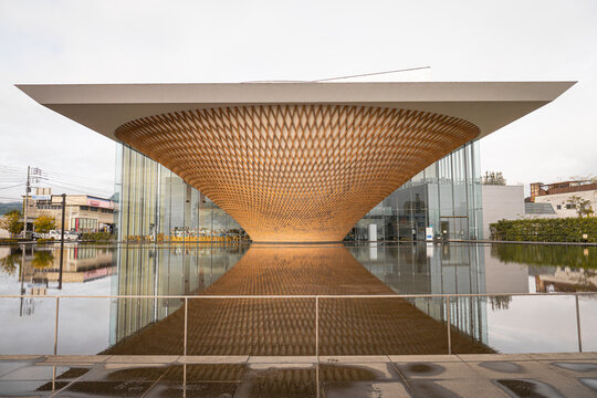 Shizuoka, JAPAN - Nov 14, 2024: Mt. Fuji World Heritage Centre entrance building