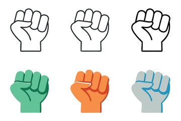 Obraz premium raised fist illustrations to symbolize empowerment, protest, and equality Great for designs relating to labour day or labor day line art icon set
