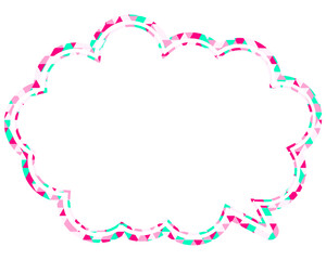 ステンドグラス風吹き出し　三角形模様　丸みのある雲形