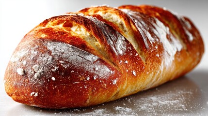 a freshly baked loaf of bread on a white isolated background, warm and comforting design