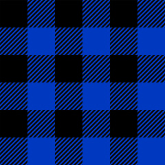 Blue and black color abstract geometric checked seamless pattern.  Vector trendy background for poster, festival, music and textile