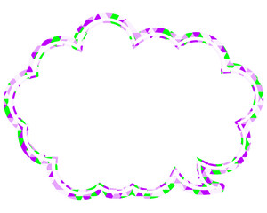 ステンドグラス風吹き出し　三角形模様　丸みのある雲形