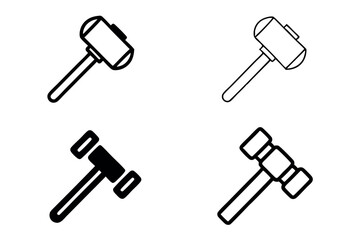 sledgehammer icons in black and yellow, ideal for construction, tools, and labor day concepts Labour day or labor day line art icon set