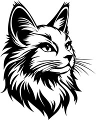 Ragdoll cat icon silhouette in black color. Vector template design.