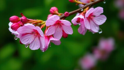 Obraz premium Delicate Cherry Blossoms After Rain