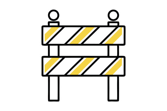 traffic barricades with striped designs, showing different perspectives and colors in a minimalistic style Labour day or labor day line art icon set