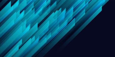 Naklejka premium Futuristic abstract background. Modern diagonal geometric shapes. Blue gradient dynamic lines. Horizontal banner template with space for your text. Vector illustration