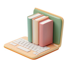 Pastel books on a laptop digital learning online education