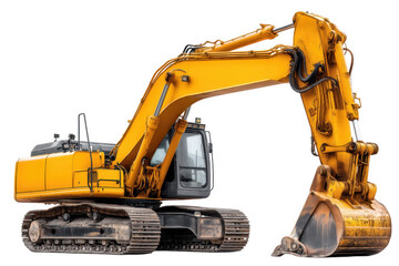 Powerful Yellow Excavator On Black Background