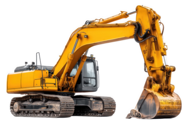 Powerful Yellow Excavator On Black Background