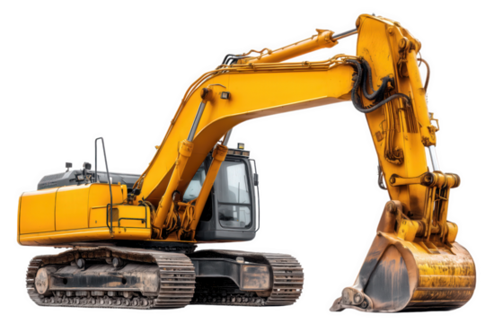 Powerful Yellow Excavator On Black Background