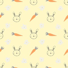 Rabbit and Carrot Seamless