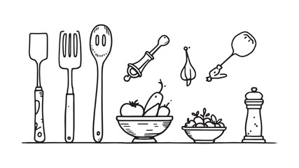 Flat Lay line art illustration inspired by nature and simplicity