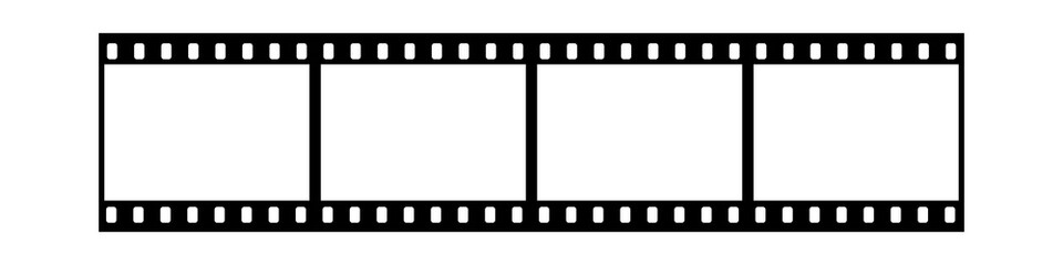 Film strip frame. Cinema tape. Photo negative, filmstrip. Movie black seamless vector illustration on white background for cinema-themed projects, movie posters and photographic albums.