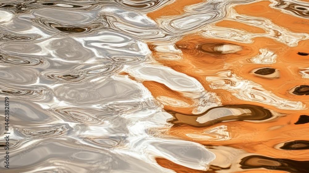 Poster water surface reflecting light and colors in abstract patterns