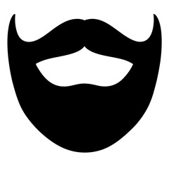 Bold and simplistic silhouette of a stylized beard and mustache