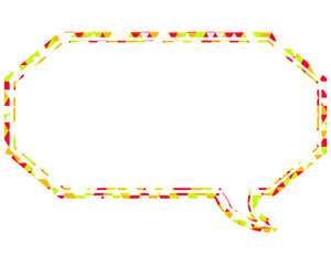 ステンドグラス風吹き出し　三角形模様　細長い八角形