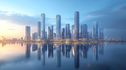 Obraz premium Urban skyline architecture futuristic buildings high resolution picture