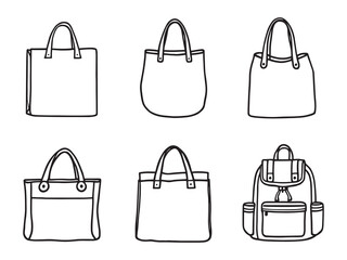 elegant minimalist line drawing of a jute bag vector 