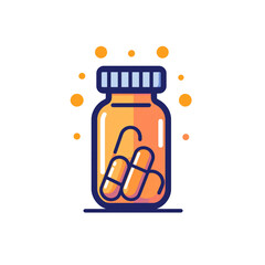 Fototapeta premium Colorful Illustration of Medicine Capsules in a Jar
