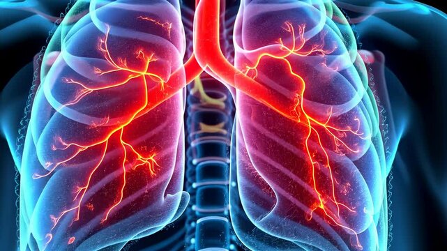 Chest pain, heart attack, lung health. Cardiac care. Arteries widen during exertion. Bronchi distribute air evenly. Ribcage protects vital organs.