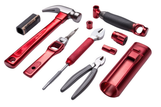 Red Metal Tools On Transparent Background A 