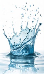 Dynamic water splash isolated on a white background.