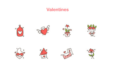 Collection of adorable heart themed for valentine or romantic design