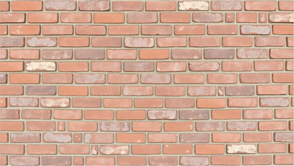Obraz premium Brick wall background. Realistic brick wall vector illustration with detailed texture. Seamless brick wall. 