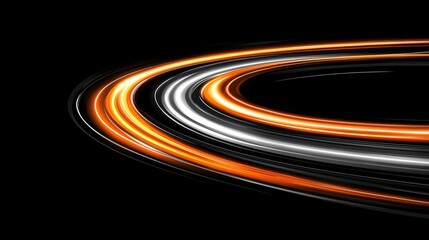 A digital illustration of a swirling, abstract pattern in orange, white, and black.